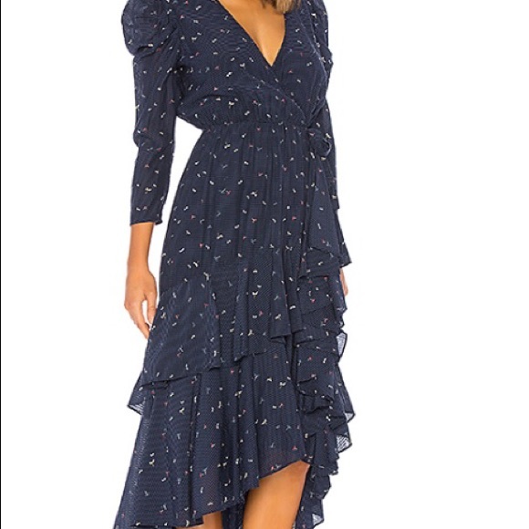 JOIE wrap-effect  printed seersucker midi dress - Picture 2 of 10